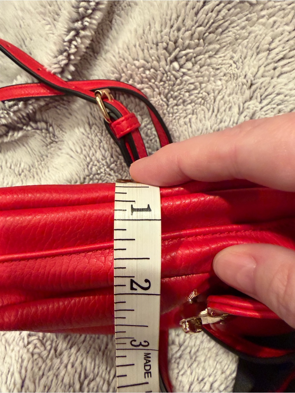 Compact Red Leather Crossbody Bag with Gold-Tone Clasp - Picture 2 of 13